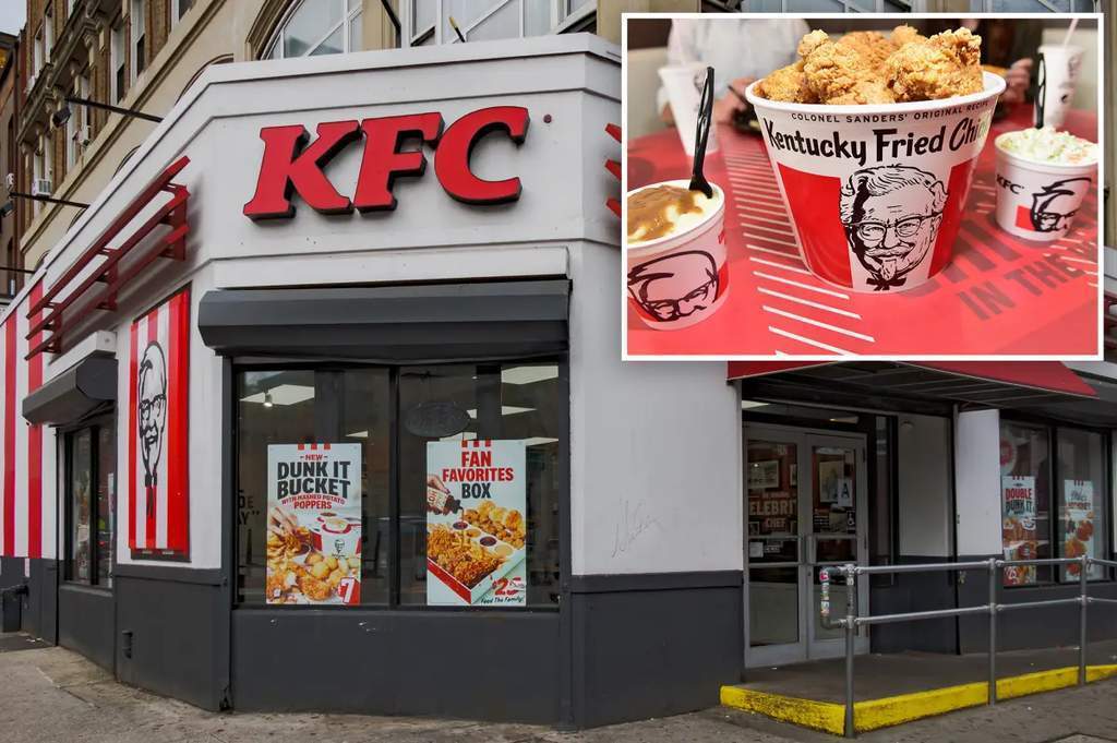 Logo dan restoran cepat saji KFC yang merupakan pemendekan dari Kentucky Fried Chicken