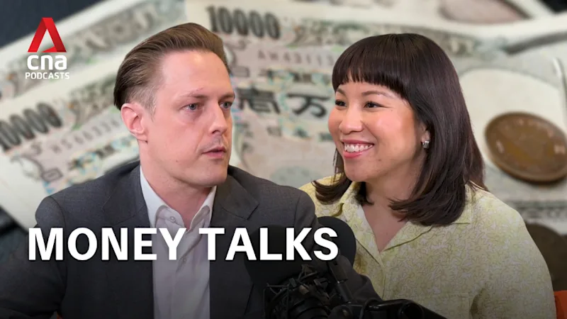 Ilustrasi mata uang yen Jepang dan grafik investasi keuangan global