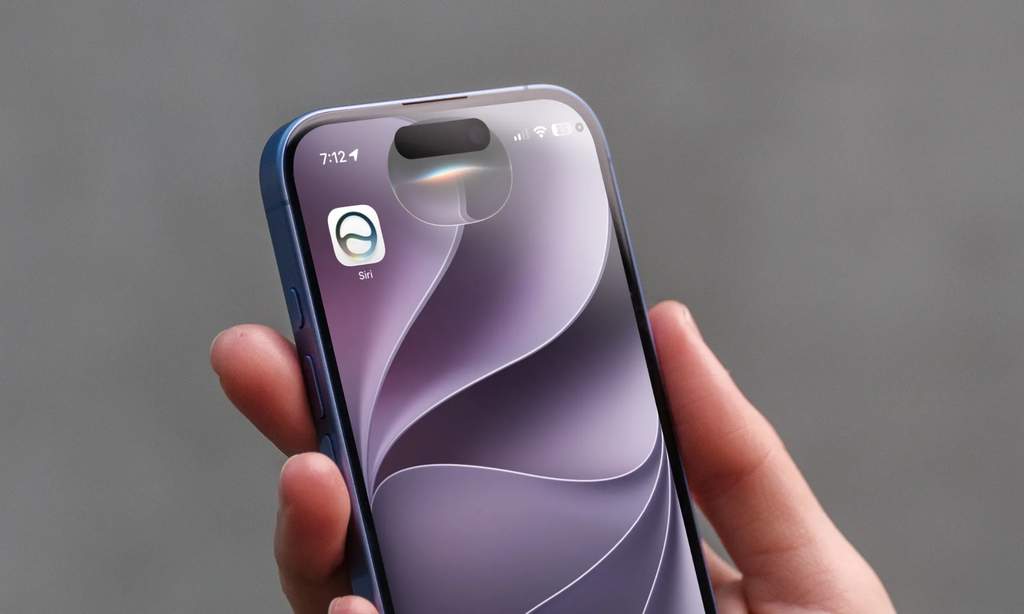 Ilustrasi Siri AI Apple dengan latar belakang iCloud Plus dan grafik harga berlangganan