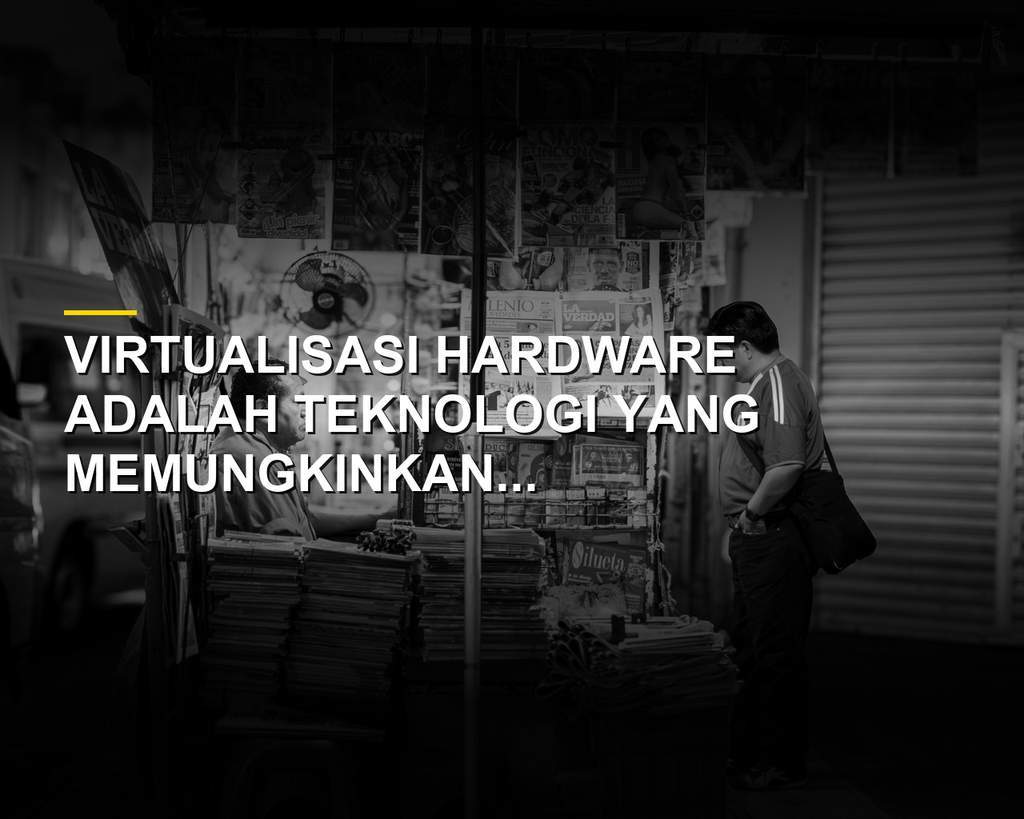 Ilustrasi teknologi virtualisasi hardware dan server komputer modern