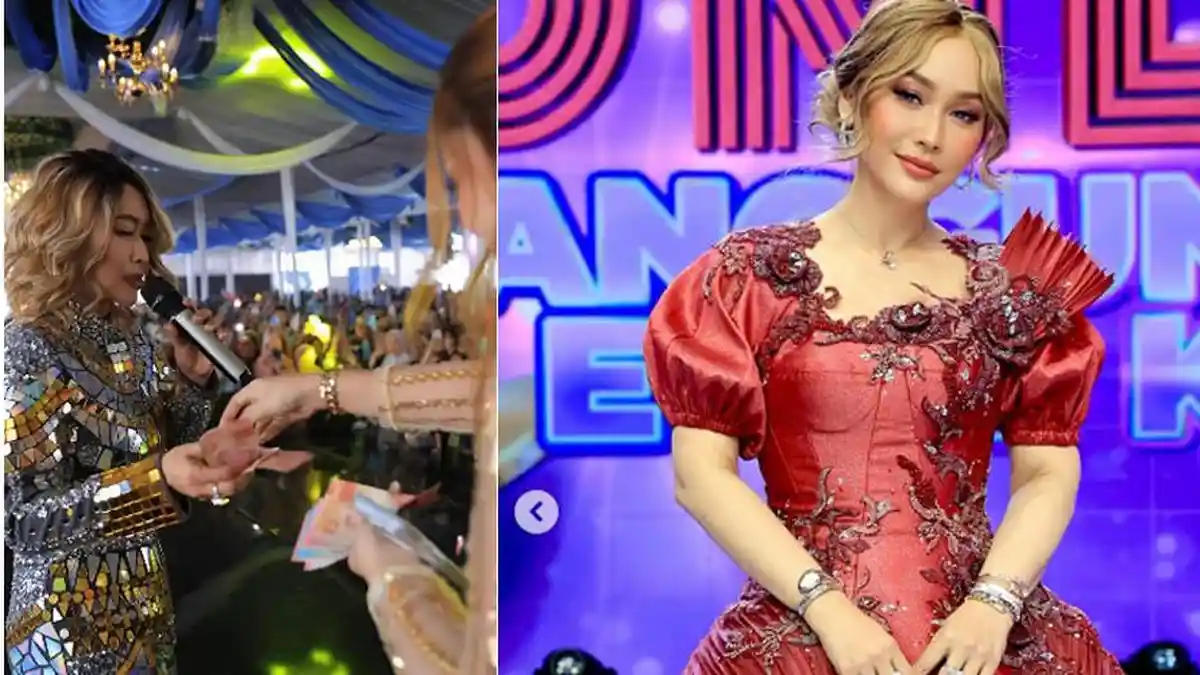 Inul Daratista tersenyum lega setelah tagihan honornya di stasiun televisi ANTV dijanjikan akan dibayar