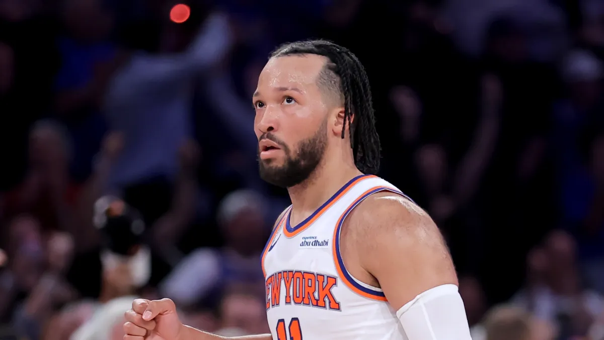 Pemain New York Knicks Jalen Brunson saat berlaga di kompetisi NBA