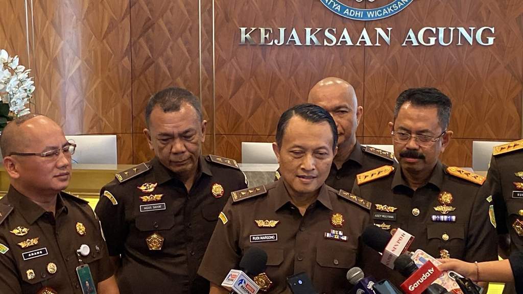 Gedung Kejaksaan Agung tempat Jamwas Rudi Margono memberikan keterangan pers