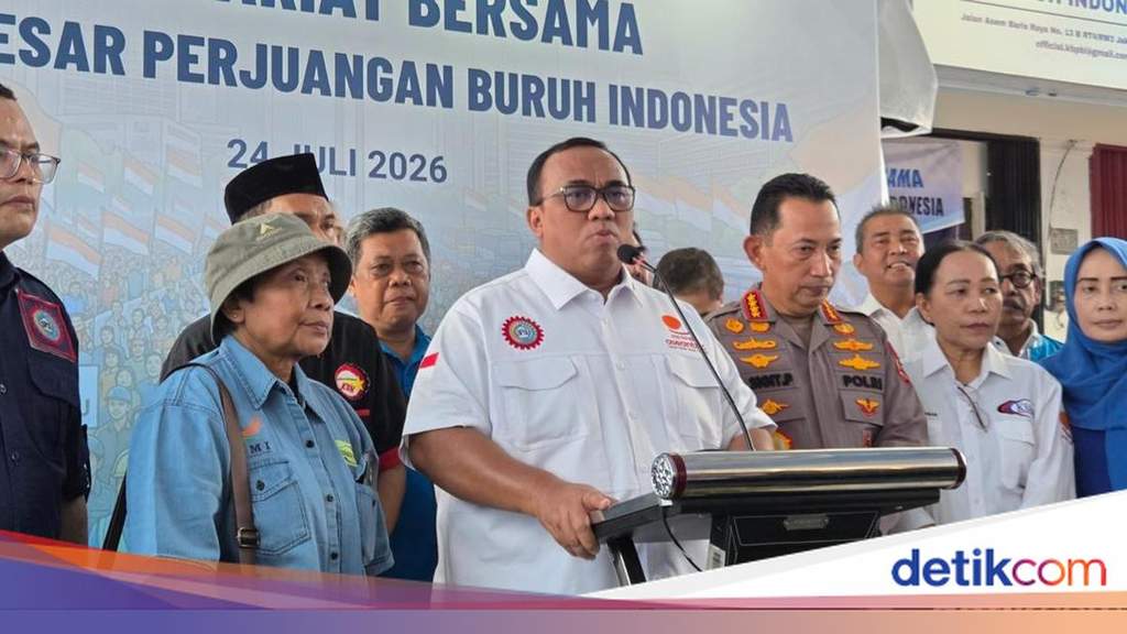 Presiden KSPSI Andi Gani Nena Wea memberikan apresiasi kepada Kapolri atas penyelesaian kasus buruh