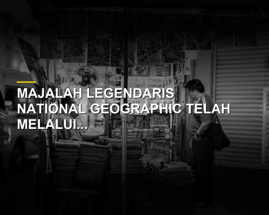 Majalah National Geographic dengan bingkai kuning ikonis