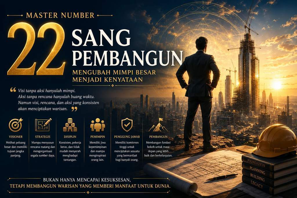 Ilustrasi Master Number 22 sang pembuat perubahan dan perancang masa depan