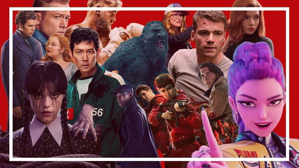 Infografis kompilasi film dan serial original terpopuler di platform streaming Netflix sepanjang masa