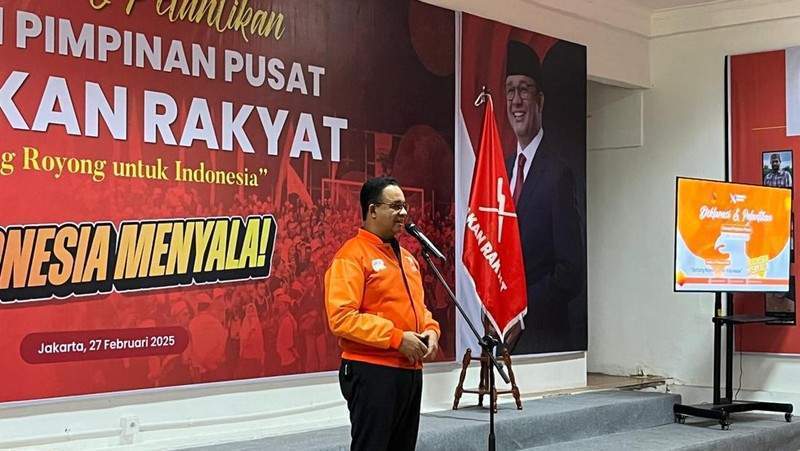Ormas Gerakan Rakyat memilih warna oranye dan dihadiri oleh Anies Baswedan