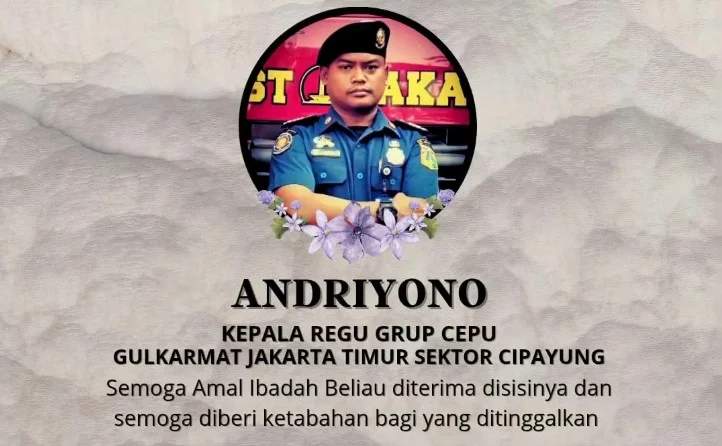 Petugas Damkar DKI Andriyono meninggal saat menangani kebakaran TPS di Kramat Jati Jakarta Timur