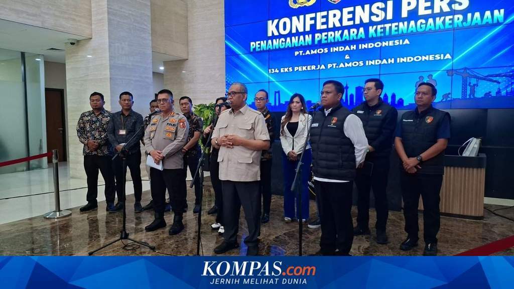 Konferensi pers penyelesaian sengketa PHK PT Amos oleh Kemenaker dan Bareskrim Polri