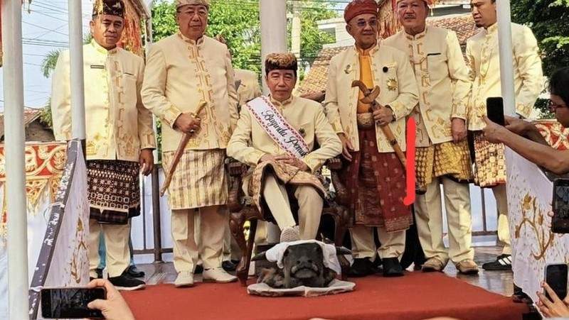Prosesi adat Jokowi menginjak kepala kerbau di Lampung yang menuai polemik politik
