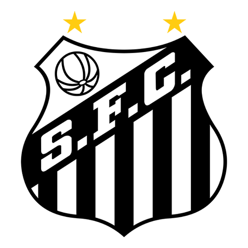 Ilustrasi logo Santos dan Vitória sebelum pertandingan Brasileiro Serie A di Estádio Vila Belmiro