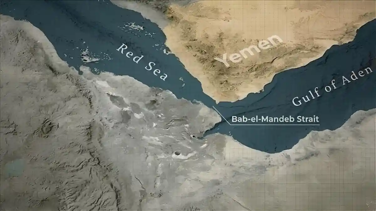 Ilustrasi ancaman blokade Selat Bab al-Mandeb oleh kelompok Houthi yang dapat melumpuhkan perdagangan