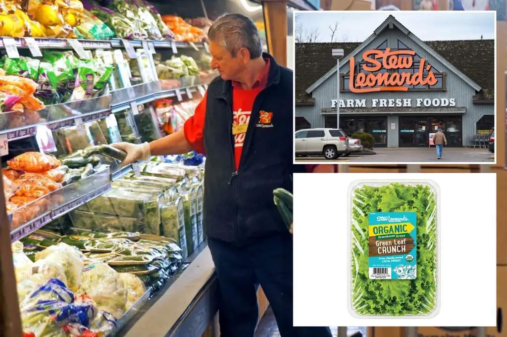 Stok selada segar di dalam supermarket yang mengalami penurunan penjualan akibat wabah bakteri