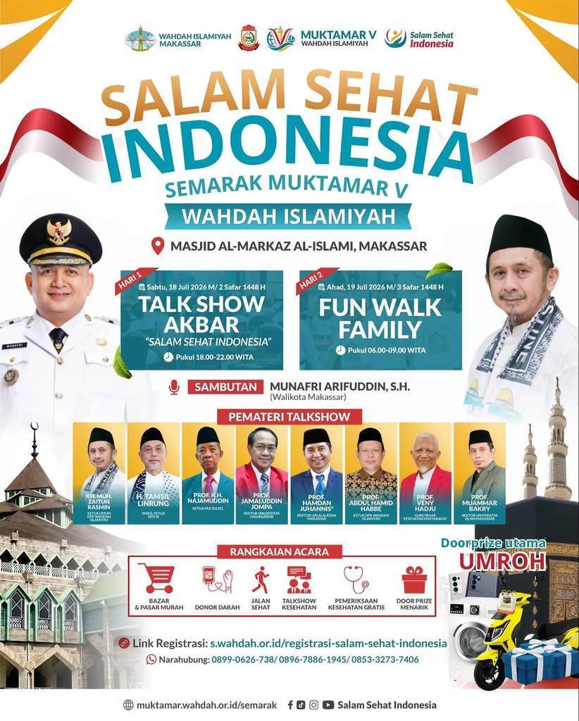 Suasana persiapan Talk Show Akbar Wahdah Islamiyah di Masjid Al-Markaz Al-Islami Makassar