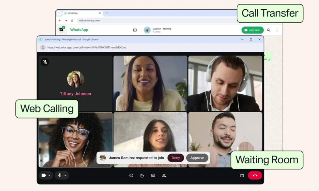 Tampilan antarmuka WhatsApp Web dengan fitur panggilan video aktif di layar laptop