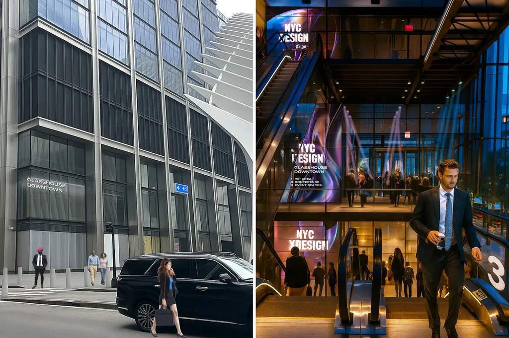 Gedung pencakar langit Three World Trade Center di New York yang kini disewa oleh Glasshouse
