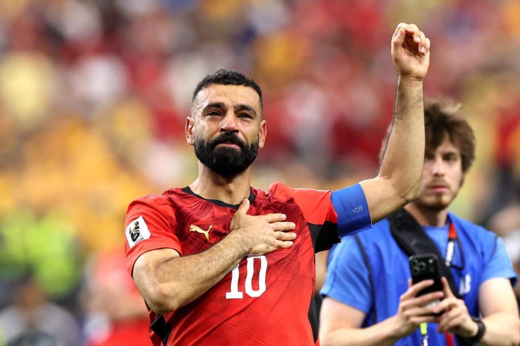 Pemain Timnas Mesir merayakan kemenangan atas Australia di Piala Dunia