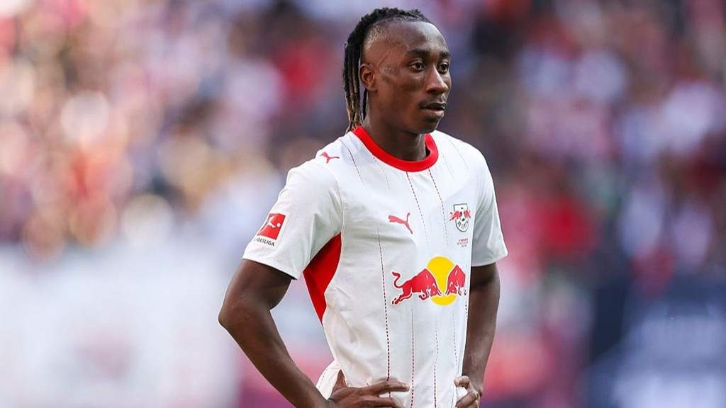 Pemain sayap RB Leipzig Yan Diomande saat beraksi di lapangan hijau